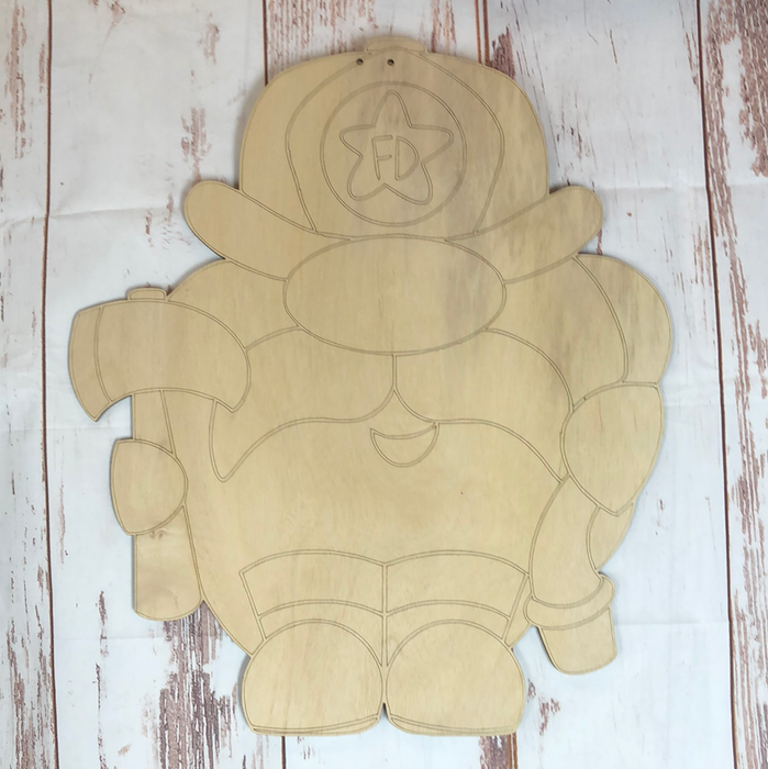 Firefighter Gnome Door Hanger with Paint Lines