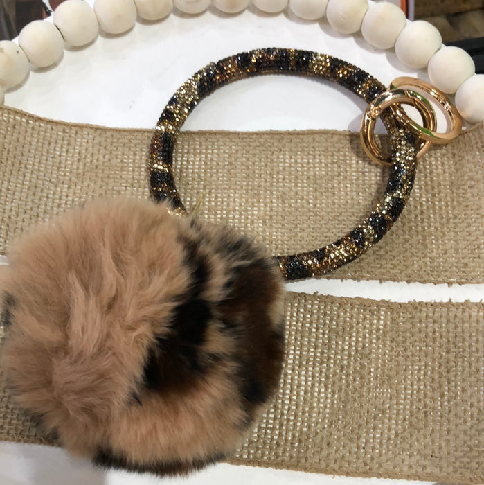 POM POM KEY CHAIN WITH BEAD BRACELET