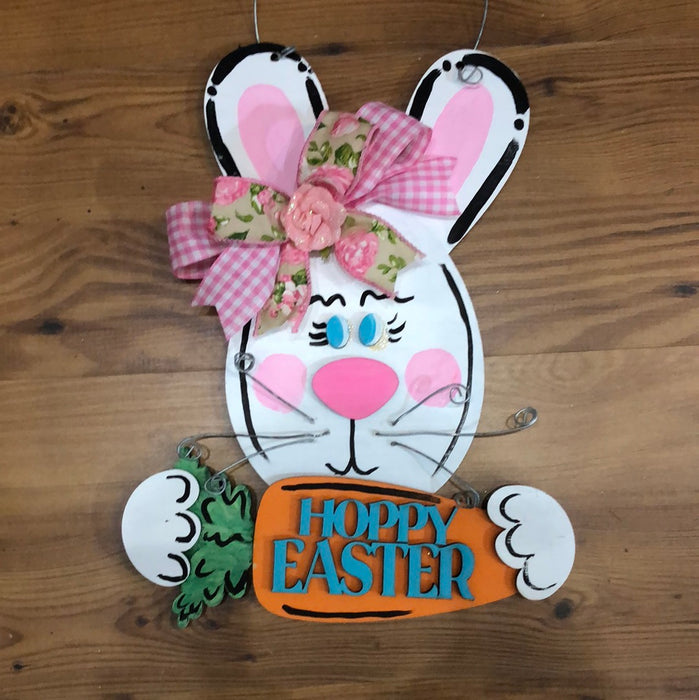 HOPPY EASTER BUNNY WITH CARROT STACKED SIGN