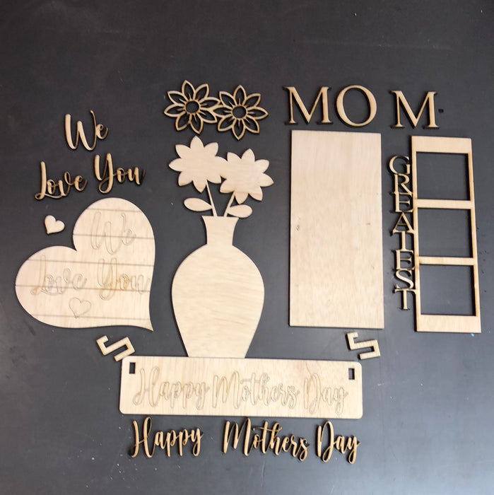 Happy Mothers Day Cutouts for Wagon Shelf Sitter (UNPAINTED)