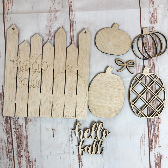 Hello Fall Fence with Pumpkins