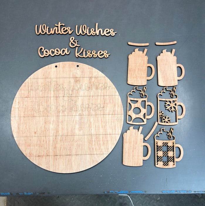 Cocoa Kisses & Winter Wishes STACKED WOOD SIGN (UNPAINTED)