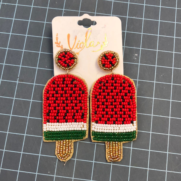 BEADED WATERMELON POP EARRING