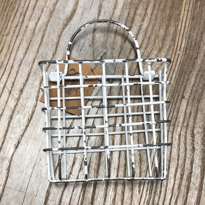 Small Wire Basket with Hanger / White