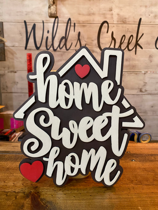 HOME SWEET HOME 3D SIGN WREATH SIZE UNPAINTED