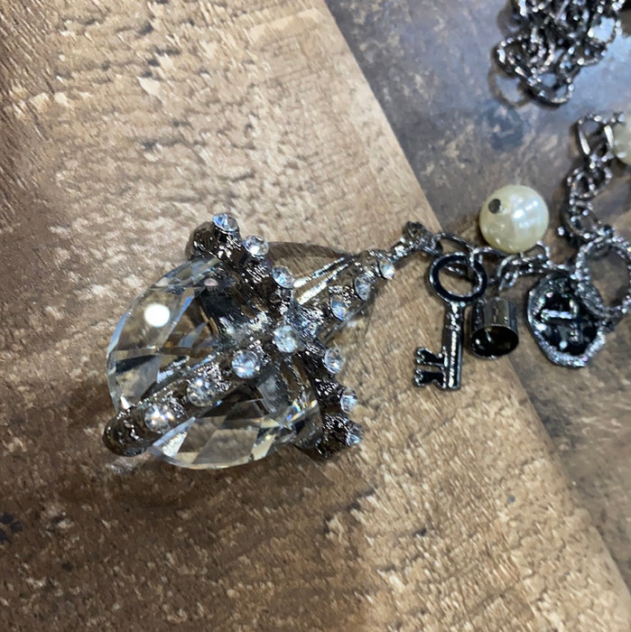 Pearl, Crystal Cross Necklace