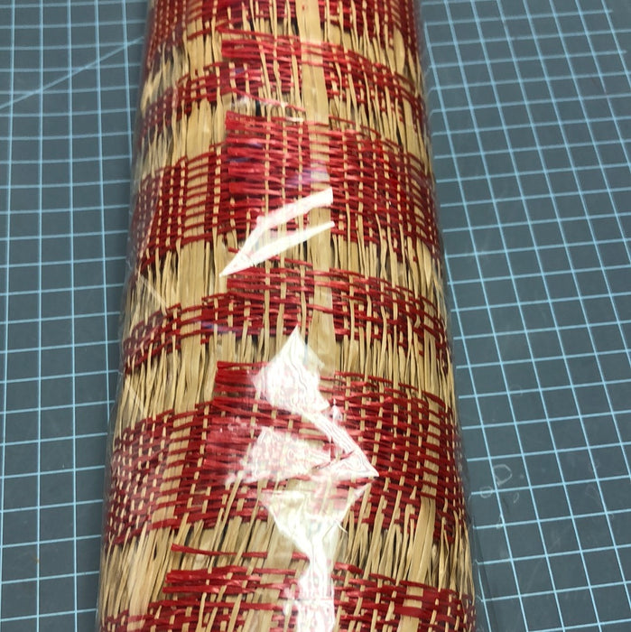 21" POLY BURLAP STRIPE MESH  BUFF/RED