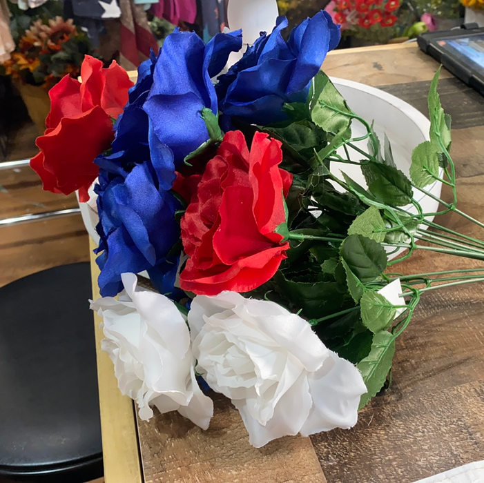 Red White Blue Rose Bunch