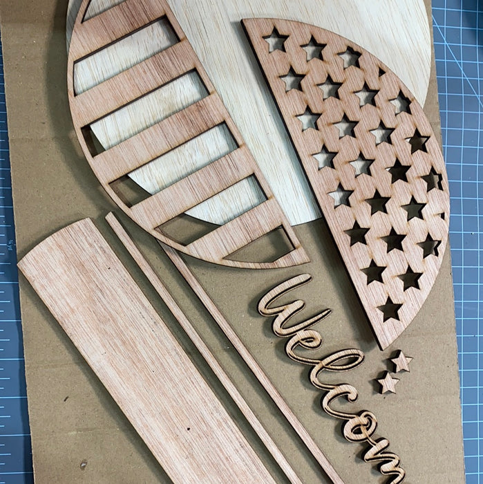 10" PATRIOTIC WELCOME SIGN UNPAINTED