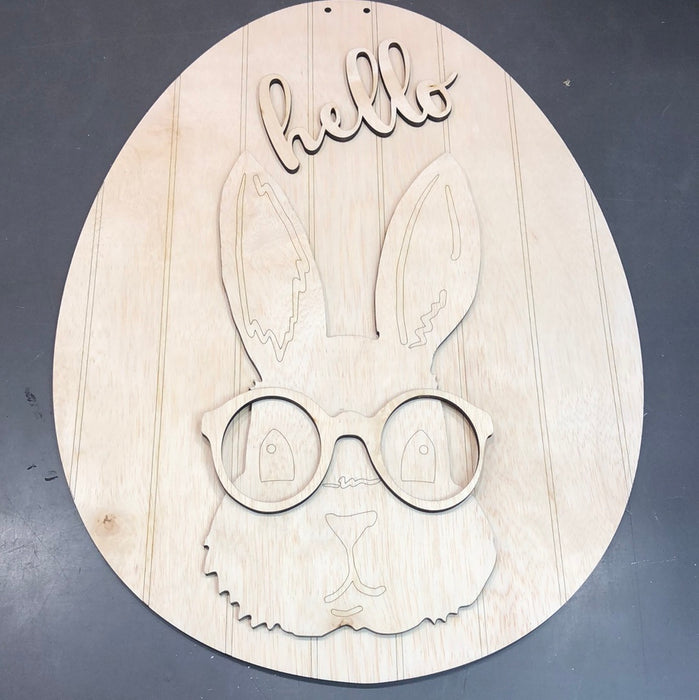 Bunny Egg with Glasses Door Hanger