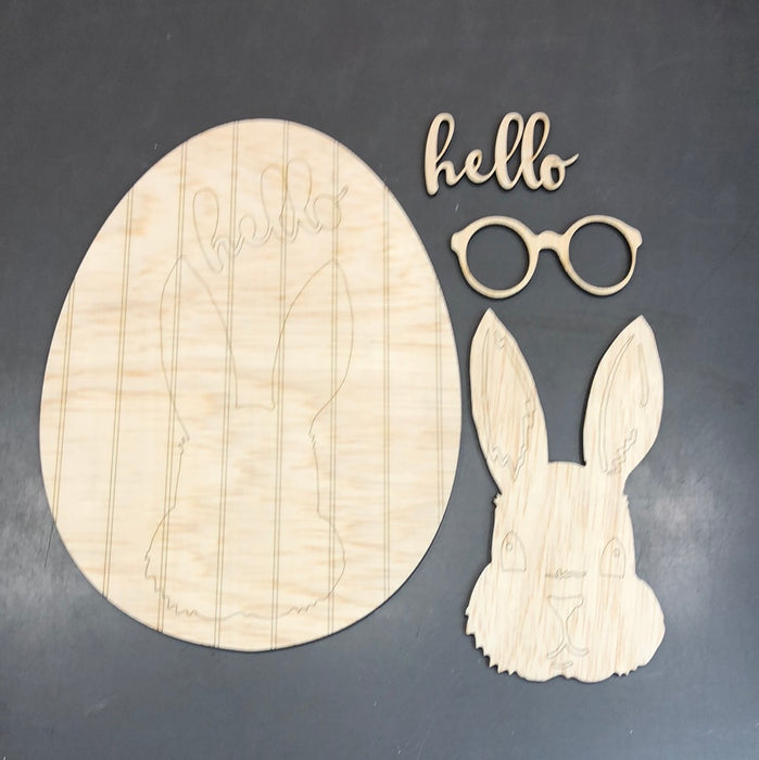 Bunny Egg with Glasses Wreath Size