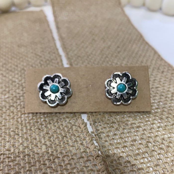 TURQUOISE WAGON WHEEL  STUD EARRING