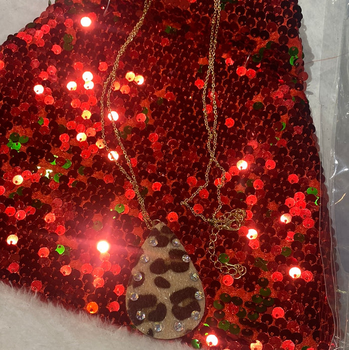 DAINTY LEOPARD DROP NECKLACE WITH AB CRYSTALS, GOLD