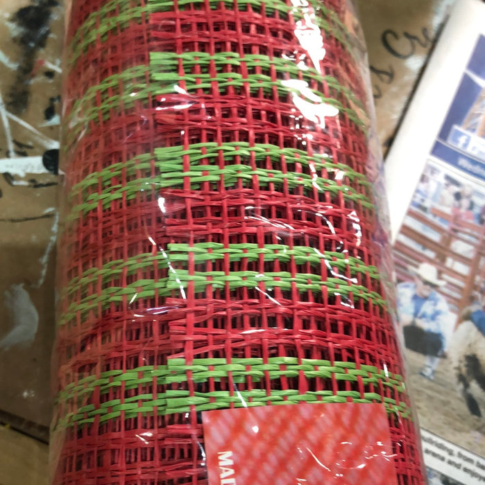 21" POLY BURLAP MESH RED/GREDREEN STRIPE