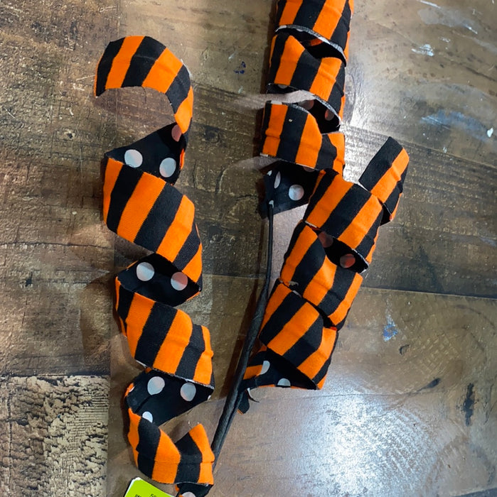 DOUBLE SIDED POLKADOT/STRIPE CURLY SPRAY  ORG/BLACK