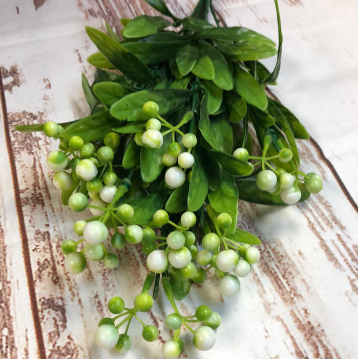 Two Tone Green with White Berry Greenery