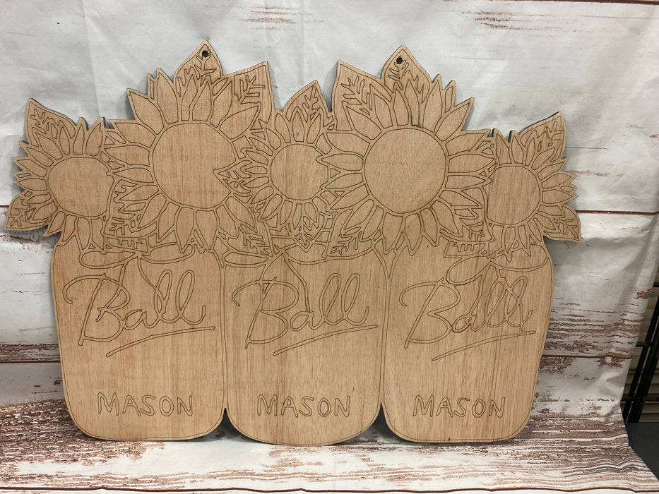 Mason Jar Sunflower Door Hanger