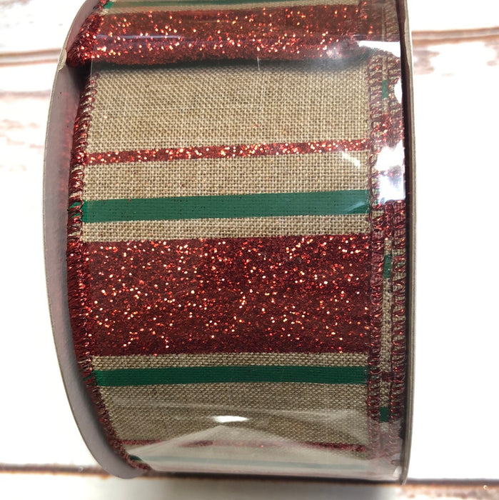 2.5" x 10 yds  Glitter Stripes on royal RIBBON