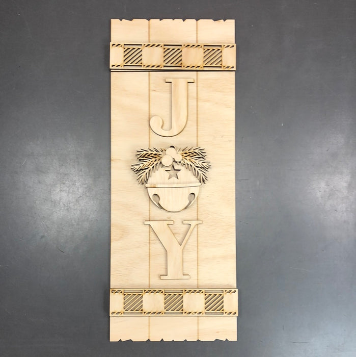 JOY STACKED SIGN WITH JINGLE BELL (UNPAINTED)