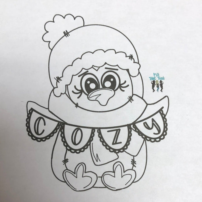 MJ JANUARY Cozy Penguin Door Hanger (unpainted)