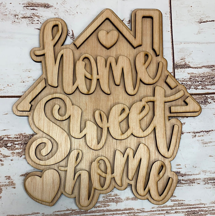 HOME SWEET HOME 3D SIGN WREATH SIZE UNPAINTED