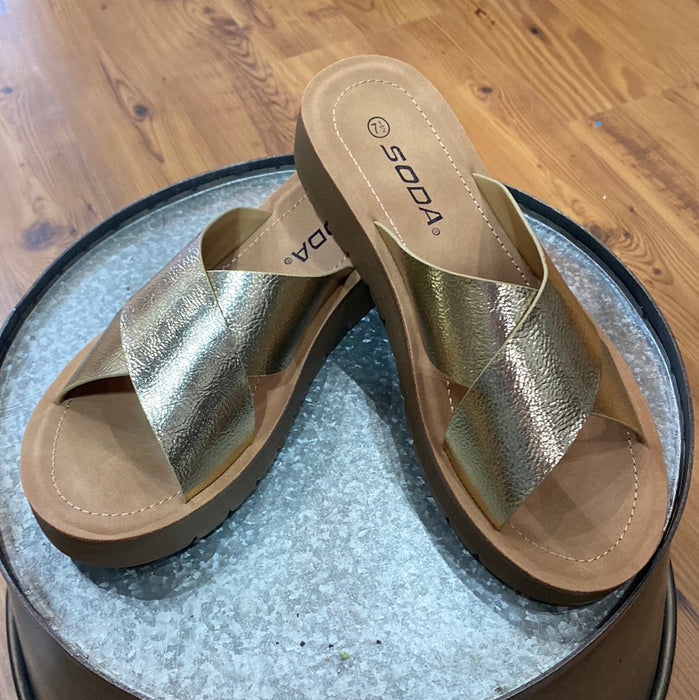 LUCY GOLD CROSS SANDALS