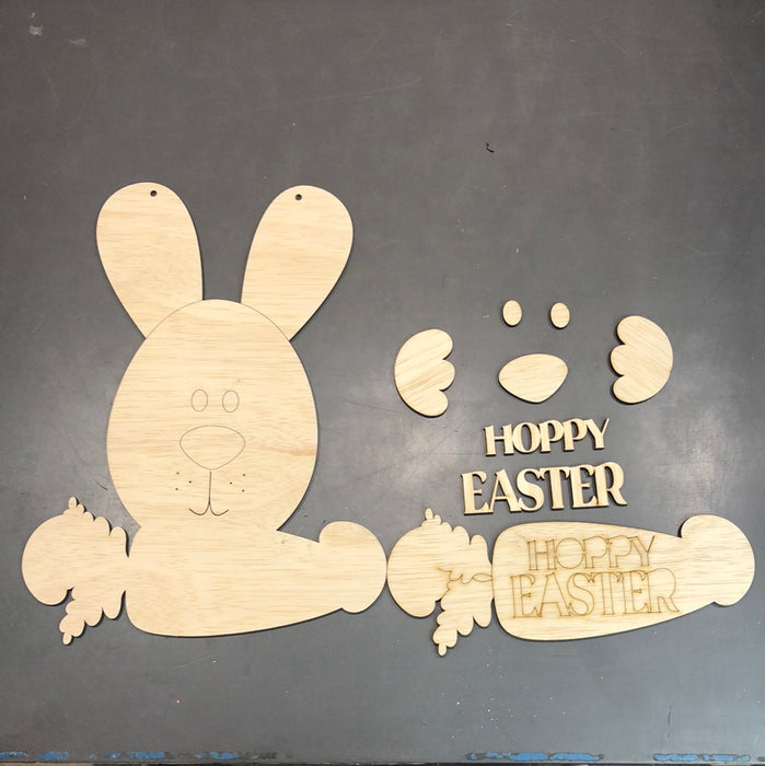 HOPPY EASTER BUNNY WITH CARROT STACKED SIGN