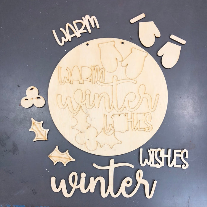 WARM WINTER WISHES STACKED WOOD SIGN (UNPAINTED)