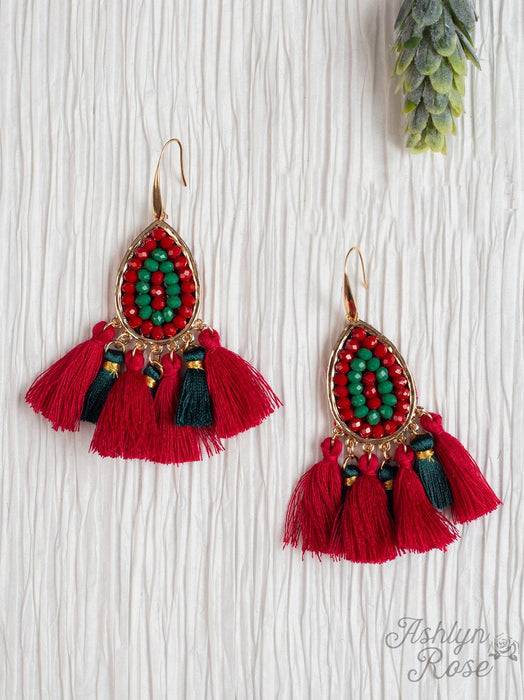 JINGLE ALL THE WAY TASSEL EARRINGS  TEARDROP